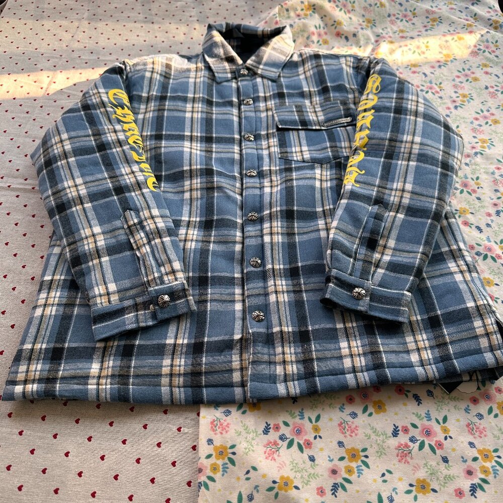 Chrome Hearts Blue Checkered Padded Shirt Jacket